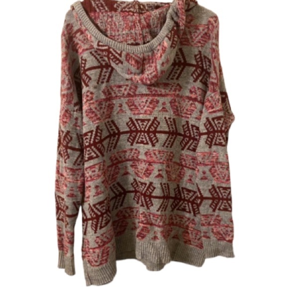 American Eagle Aztec Southwestern Baja Hoodie Long Sleeves Sweater - Picture 3 of 6
